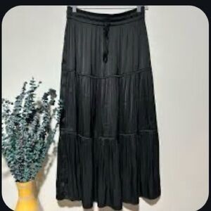 Joie Black Satin Midi Skirt